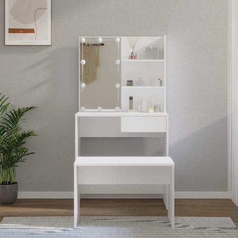 Ensemble de coiffeuse avec LED Blanc Bois d'ingénierie (1/5)