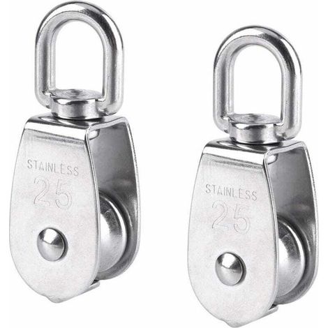 2 Pièces 25 mm Poulie Simple Poulie en Acier INOX Poulie de Levage Capacité de la Poulie 150 kg - Argent (1/4)