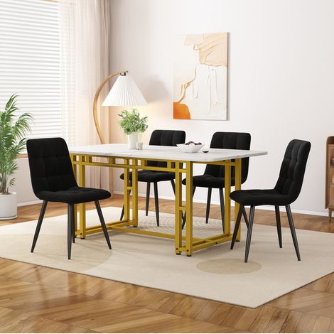 Set tavolo 120 x 70 cm con 4 sedie, nero HAVRYA (1/5)