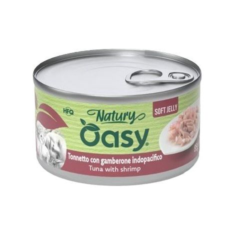 Oasy Natury Alimento húmedo para gatos adultos en gelatina 85 g - Atún con gambas 85 g