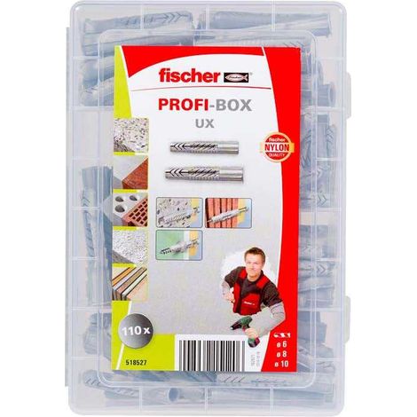 Boîte de 110 chevilles tous matériaux FISCHER 518527 nylon UX - Ø6-8-10 mm