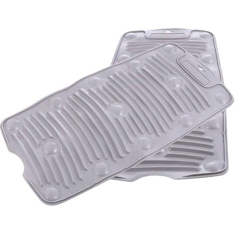 Lot de 2 planches à laver en silicone pliables à ventouses, antidérapantes, pour laver le linge des enfants et leurs vêtements (gris citron vert). (1/5)