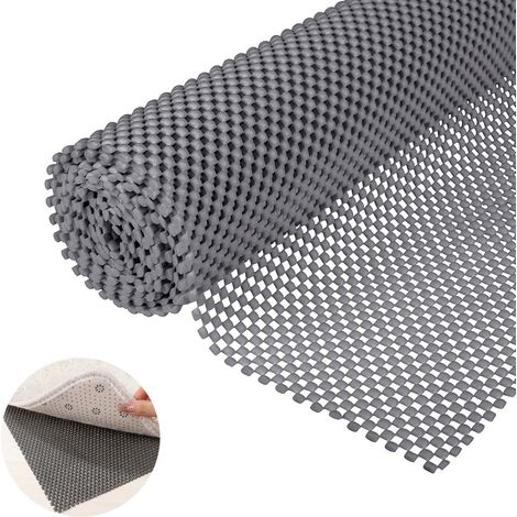 Tapis antidérapant facile à découper et à laver, 50 x 200 cm Tapis antidérapant en PVC, multi-usages, dos en moquette antidérapant, gris (1/5)