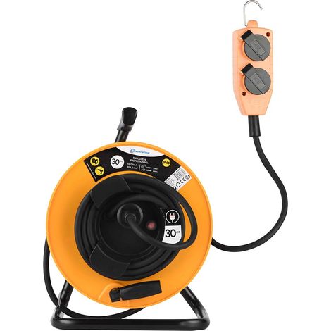 Electraline avvolgicavo 30mt con prolunga e multipresa 4 prese schuko con tamburo fisso cavo 3g1,5 ip44 49211 (1/4)