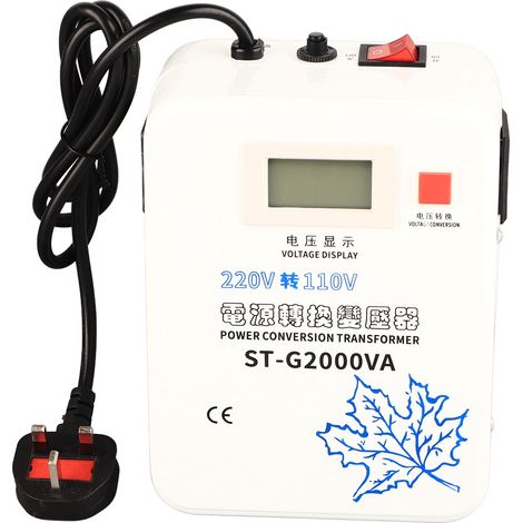 Convertisseur de tension AC 2000W 220V vers 110V transformateur abaisseur 2 prises universelles haute efficacité fiche UK (1/5)