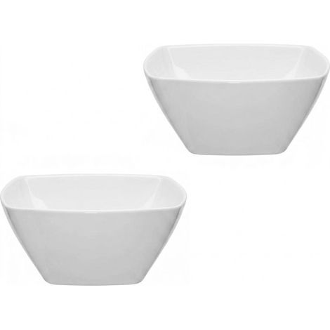 Set 2 Insalatiere bianche Eclissi in Vetro Opale Resistente Quadrate 22cm 205cl Impilabili per Tavola Moderna e Buffet Cene in Piedi Lavastoviglie Microonde Per Insalate Primi Piatti Tavola Mise en Pl (1/4)