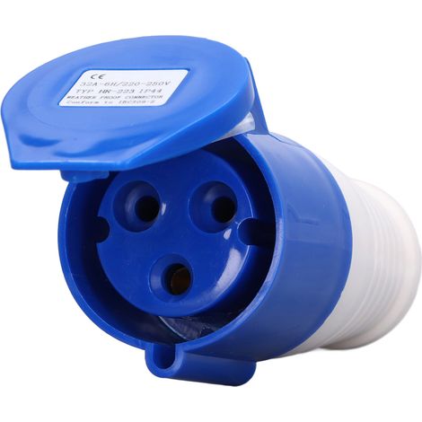 Prise industrielle étanche IP44 32A 250V bleue CEE 3 pôles