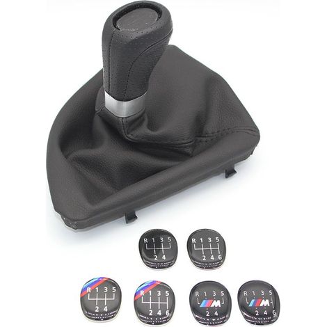 Neues Staubschutzkappen-Set für BMW E81/E82 Schaltknauf, Premium Schwarz, mit abgewinkeltem Logo, 6-Gang-Set, einteilig. (1/4)