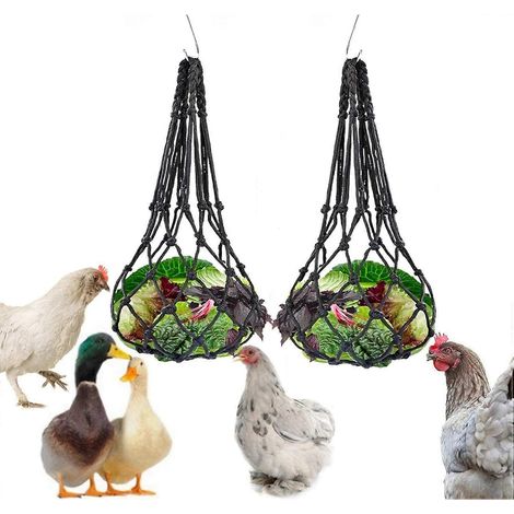 Mangeoire suspendue pour poulets, légumes, fruits et friandises, 2 unités, pour une utilisation quotidienne dans les cages, les volières ou les petits espaces d'élevage.-AquaForge (1/5)