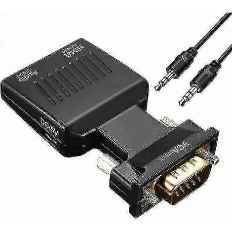 Adaptateur VGA vers HDMI avec câbles audio et de chargement, compatible avec les PC, les ordinateurs portables et les projecteurs. (1/3)