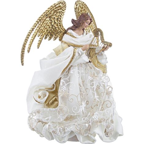 Puntale per albero di natale angelo "Raffael" decorazione natalizia h28 cm
