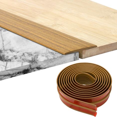 Barre de Seuil Autoadhésive - 1 Pièce - PVC Imitation Chêne Jaune - Transition Sol Lisse - Intérieur Maison Commerce - 300x5cm (1/5)