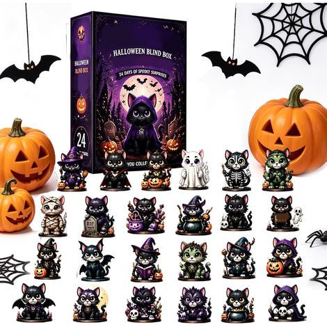 Calendrier de l'Avent 2026 Halloween 24 jours en acrylique motif chat (1/5)