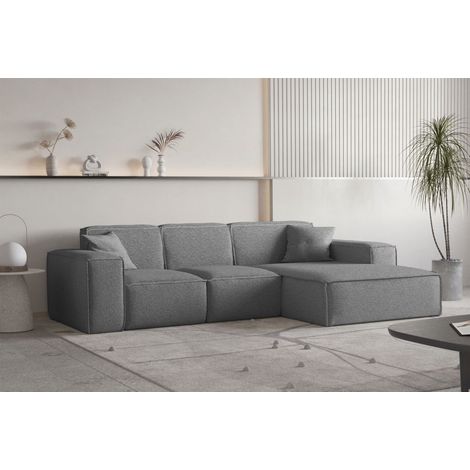 Ecksofa Designersofa CELES PREMIUM Stoff Ascot Bukla Graphit Ottomane Rechts (1/3)