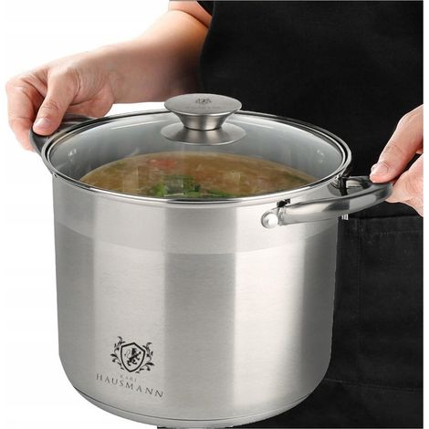 PENTOLA DA CUCINA GASTRONOMA DI GRANDI DIMENSIONI CON COPERCHIO, 22,5 L, IN ACCIAIO INOSSIDABILE MASSELLO