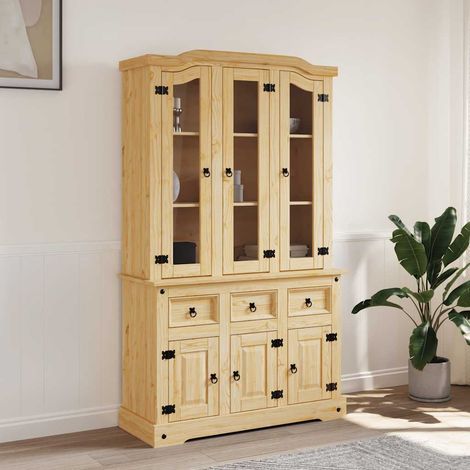 vidaXL Credenza Corona Marrone 112x43x196cm in Legno di Pino Messicano