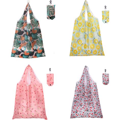 Sac Réutilisable - Sac à Courses Pliable en Polyester - Pour Courses Épicerie Voyage Camping - Lot de 4 (1/5)