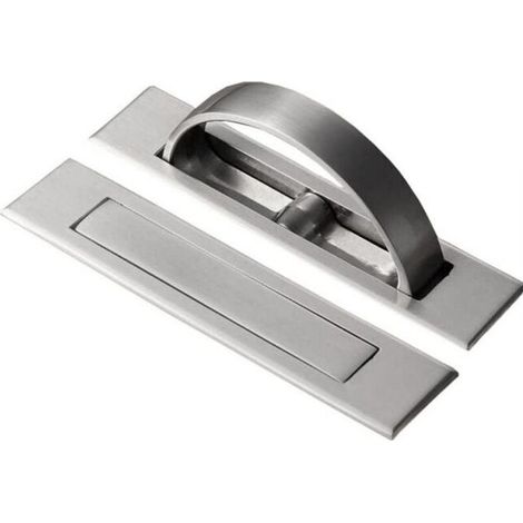 2Pcs Brushed Silver Recessed Door Handle Tatami Hidden Handle for Drawer Cabinet Floor with Screws (1/5)