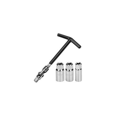 Jeu de 5 clés à bougie d'allumage 16/18/21 mm – Acier inoxydable – Angle de rotation réglable 720° – Pour espaces restreints (1/5)
