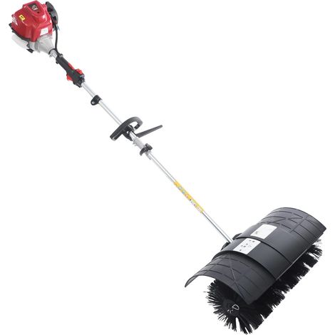31CC 4-Stroke Outdoor Gas Power Broom Lawn Yard Sweeper, 1.4HP Outdoor Handheld Sweeper Snow Sweeping Broom, Walk Behind Sweeper Cleaning Driveway Tools Turf Lawn Sweeper for Street Farms