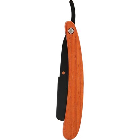 Lame de rasoir vintage à manche en bois, rasoir droit interchangeable pour rasage de barbe (1/5)