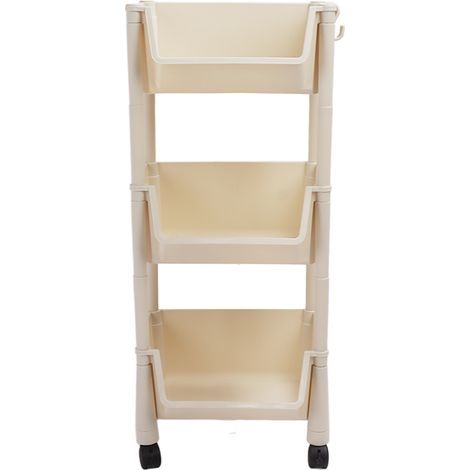 Étagère verticale mobile, facile à installer, permettant de gagner de l'espace, chariot utilitaire coulissant pour bureau et salle de bains, 3 couches avec roue (1/5)
