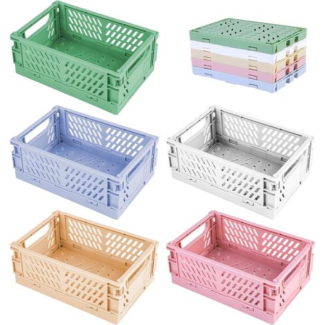 Caisse Rangement Pliante, Paniers de Rangement, 5 PCS Rangement Plastique Documents Pour Jouet, Tissus, Paniers Et Boîtes De Stable, Boite Plastique Pliable Cuisine, Salle De Bain, Bureau (1/5)