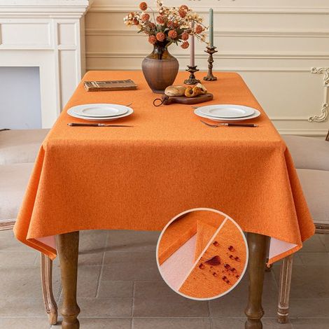 Tovaglia effetto lino, lavabile, impermeabile, per sala da pranzo, giardino, feste, matrimoni o casa, 120 x 120 cm, verde salvia (1/5)
