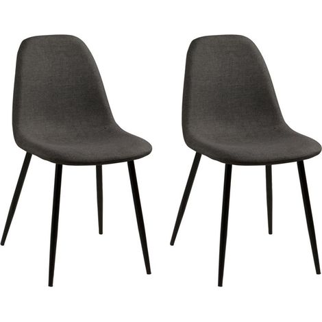 Willy Chaise de table à manger en tissu, gris foncé et structure en noir. (1/2)