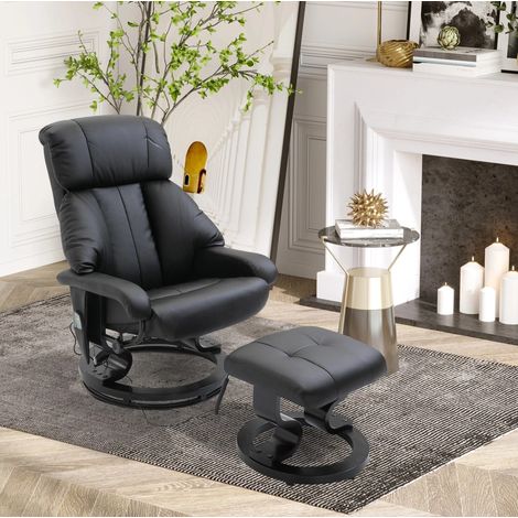 Fauteuil relax inclinable rotatif 360° noir avec repose-pieds et massage (1/5)