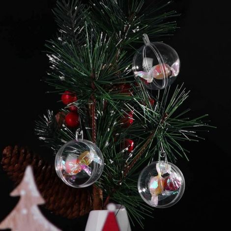 Lot de 10 boules de Noël transparentes à remplir avec œillet de suspension 4 cm. (1/4)
