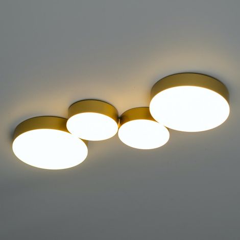 Kosilum – Plafonnier LED doré 4 spots cylindriques – Éclairage 1520 lumens – Design moderne pour pièces spacieuses – Installation facile (1/5)