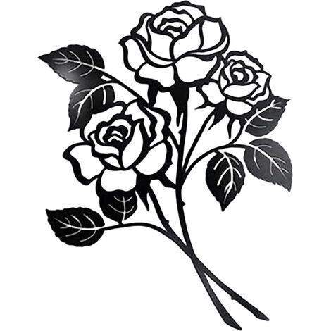EXQIOUR Plaque murale en métal à suspendre en forme de rose noire - Sculpture murale élégante pour la maison, le salon, la chambre à coucher - Cadeau idéal pour le salon (1/5)