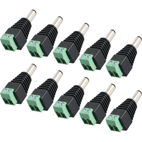 10Pcs DC Power Connector, Male Jack Adapter Welding for CCTV Camera Monitoring LED 12V 2.1mm(3.9 x 1.3 x 1.2cm) (1/5)