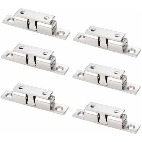 6er-Pack verstellbare Kupfermagnete, Magnetverschlüsse mit Schrauben, Doppelkugelverschluss für Schrank, Schrank, Möbel, Kleiderschrank (Silber)