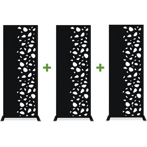 Lot de 3 panneaux décoratifs SUNNY Noir H.160cm motifs côté droit