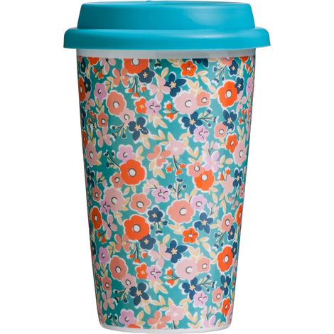 Tasse de Voyage avec Couvercle en Silicone en Porcelaine, Multicolore, 330 ML (1/5)