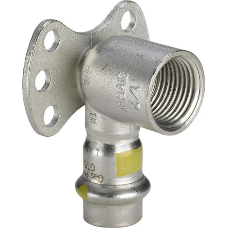 Raccord mural avec SC Sanpress Inox G SC 0225.5 pour gaz en acier inoxydable 15 mm x Rp1/2.