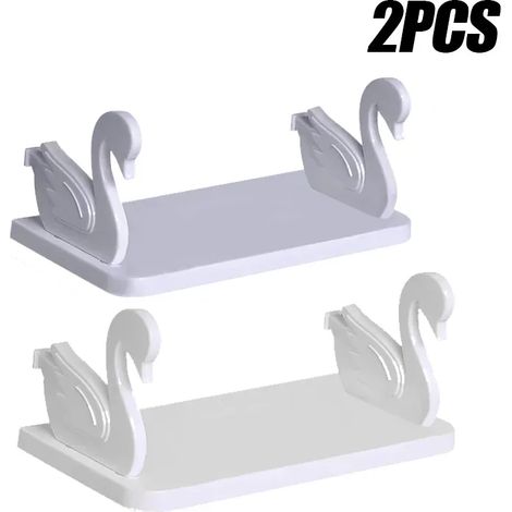 (Lot de 2) Étagère murale cygne sans perçage, rangement pour salle de bain, organisateur de cuisine, étagère murale multifonctionnelle pour la décoration intérieure (1/5)
