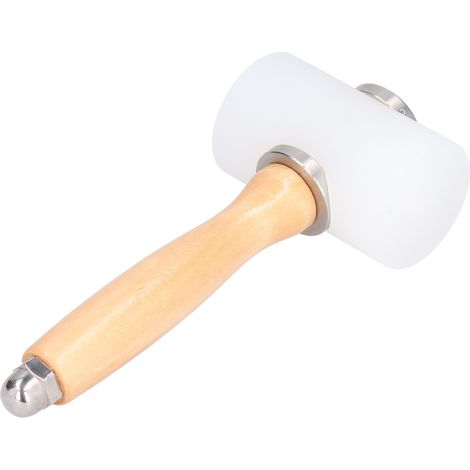 Lederschnitzhammer aus Nylon, DIY-Handarbeit, Lederhandwerkshammer mit Holzgriff, Stempelwerkzeug (Griff in Primärfarbe, Doppelkopf) (1/5)
