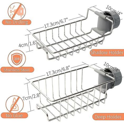 Lot de 2 étagères de douche en acier inoxydable sans perçage, étagère de salle de bain télescopique en acier inoxydable, barre de douche porte-savon, support de douche pour shampoing (1/4)