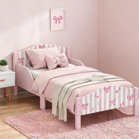 Lit enfant coloris rose en MDF 146 x 76,5 x 54,5 cm (1/5)