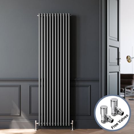 ELEGANT Traditional Column Radiator Cast Iron Style Radiator Vertical Radiator 1800 Anthracite Triple Column Radiator Rads 1800 x 560 mm with Valves (1/5)