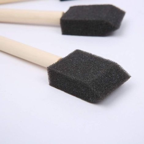 Pinceau en mousse de peinture, brosse en mousse 5 pièces éponge noire manche en bois pinceau enfants dessin outils de Graffiti,2 inches (1/3)