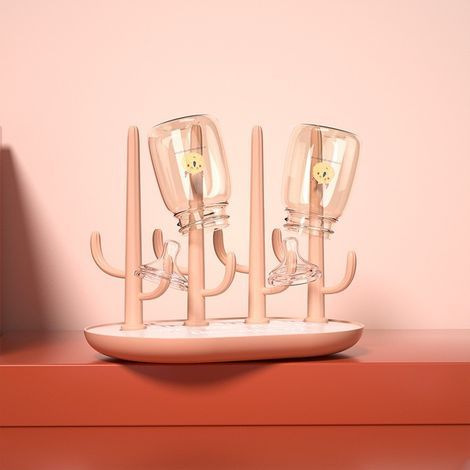 Escurridor de platos con forma de cactus – Soporte de PP rosa – Escurridor de platos portátil – (1/4)