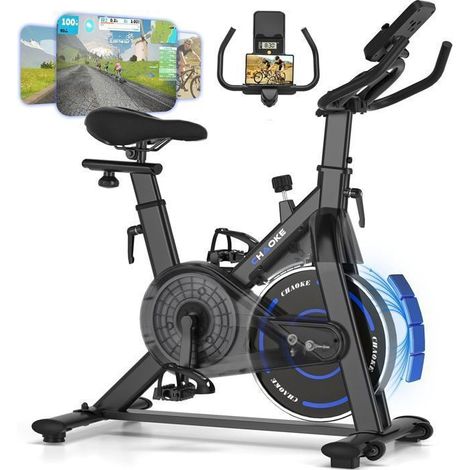 Vélo d'Appartement Silencieux avec 0-100% Résistance Magnétique, Vélo d'Exercice avec App , Pour Entraînement Cardio, Capacité 150KG