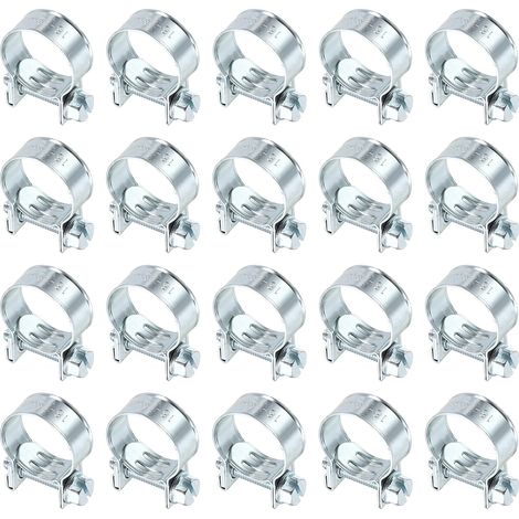 20pcs Collier De Serrage Pour Injection De Carburant 16-18mm Ajustable En Acier Zingué Mini Collier Pour Tuyau De Gaz Pour Automobile Agriculture Plomberie Diesel Essence Tuyau (1/5)