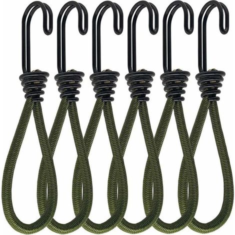 Lot de 6 tendeurs élastiques en latex avec crochets en acier – Résistants aux intempéries – Pour sécuriser tentes, bâches et chargements (1/5)