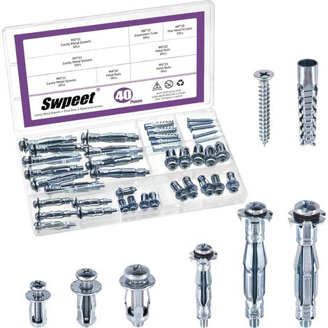 40Pcs 3 Styles M4 M5 M6 Petal Nuts and Wall Anchors Hollow Molly Bolt Motor with Expansion Tube Assortment Kit, Screws for Home Decoration (1/5)