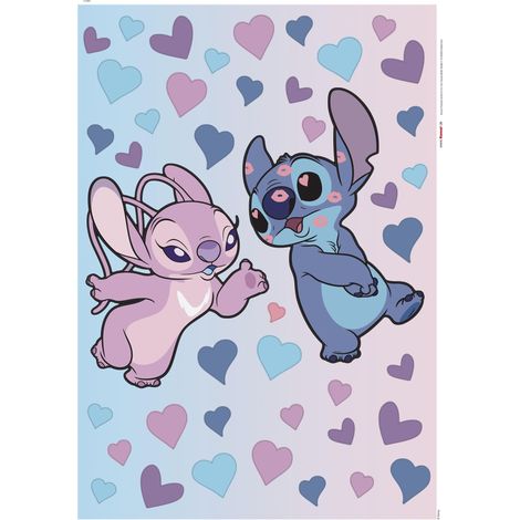 Komar Wandaufkleber - Disney Stitch in Love - 70 x 50 cm - selbstklebender Wandsticker (1/3)